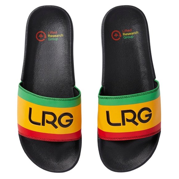 Lrg | Shoes | Lifted Research Group Lrg Mens Rasta Stipe Black Slides ...